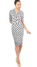 1/2 Sleeve | Micro Dots | White Black | Front | Dress By Samantha Sung