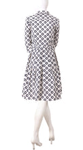 3/4 Sleeve | Micro Dots | White Black | Back | Shirt Dress By Samantha Sung