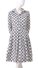 3/4 Sleeve | Micro Dots | White Black | Front | Shirt Dress By Samantha Sung