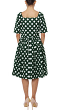 1/2 Sleeve | Mondrian Check | White Jade | Back | Dress By Samantha Sung