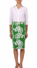 Regular | Picardi Linen | Grass Green Ivory | Front | Skirt By Samantha Sung