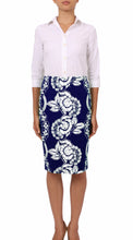 Regular | Picardi Linen | Indigo Ivory | Front | Skirt By Samantha Sung