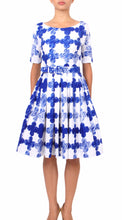 1/2 Sleeve | Pop Clover | White Cobalt Blue | Front | Dress By Samantha Sung