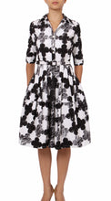 1/2 Sleeve | Pop Clover | White Black | Front | Shirt Dress By Samantha Sung