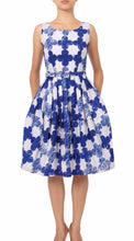 Sleeveless | Pop Clover | White Cobalt Blue | Front | Dress By Samantha Sung