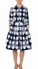 3/4 Sleeve | Pop Clover | White Indigo | Front | Shirt Dress By Samantha Sung