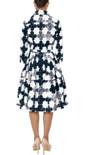 3/4 Sleeve | Pop Clover | White Indigo | Back | Shirt Dress By Samantha Sung