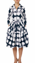 3/4 Sleeve | Pop Clover | White Indigo | Front | Shirt Dress By Samantha Sung