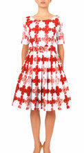 1/2 Sleeve | Pop Clover | White Indian Red | Front | Dress By Samantha Sung