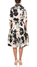 1/2 Sleeve | Poppy | Ivory Black | Back | Shirt Dress By Samantha Sung