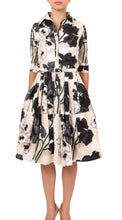 1/2 Sleeve | Poppy | Ivory Black | Front | Shirt Dress By Samantha Sung