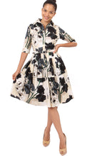 1/2 Sleeve | Poppy | Ivory Black | Front-1 | Shirt Dress By Samantha Sung