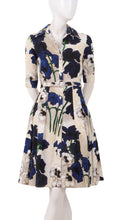 1/2 Sleeve | Poppy | Ivory Cobalt Blue | Front | Shirt Dress By Samantha Sung