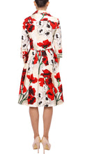 3/4 Sleeve | Poppy | Ivory Indian Red | Back | Shirt Dress By Samantha Sung