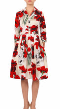 3/4 Sleeve | Poppy | Ivory Indian Red | Front | Shirt Dress By Samantha Sung