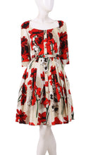 3/4 Sleeve | Poppy | Ivory Indian Red | Front | Dress By Samantha Sung