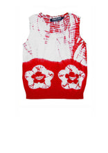 Short | Double Flower Shibori Border | Indian Red | Front-1 | Cardigan by Samantha Sung