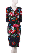 3/4 Sleeve | Rembrandt | Midnight Blue Rose | Front | Dress By Samantha Sung