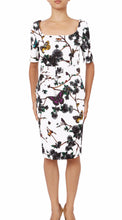 1/2 Sleeve | Rose Butterfly | White Black | Front | Dress By Samantha Sung