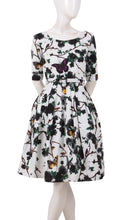 1/2 Sleeve | Rose Butterfly | White Black | Front | Dress By Samantha Sung
