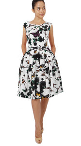 Cap Sleeve | Rose Butterfly | White Black | Front Style | Dress By Samantha Sung