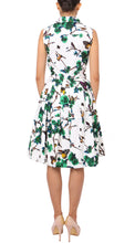 Sleeveless | Rose Butterfly | White Pine Green | Back | Shirt Dress By Samantha Sung