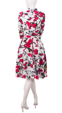 3/4 Sleeve | Rose Butterfly | White Pink | Back | Shirt Dress By Samantha Sung