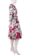 3/4 Sleeve | Rose Butterfly | White Pink | Right | Shirt Dress By Samantha Sung