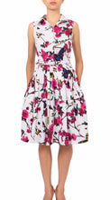 Sleeveless | Rose Butterfly | White Pink | Front | Shirt Dress By Samantha Sung