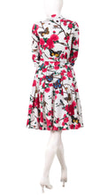 3/4 Sleeve | Rose Butterfly | White Pink | Back | Shirt Dress By Samantha Sung