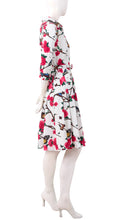 3/4 Sleeve | Rose Butterfly | White Pink | Right | Shirt Dress By Samantha Sung