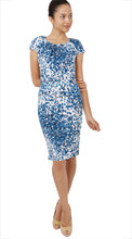 Cap Sleeve | Seurat | White Cobalt Blue | Front | Dress By Samantha Sung