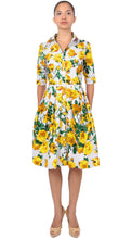 1/2 Sleeve | Sicilian Rose | White Chrome Yellow | Front | Shirt Dress By Samantha Sung