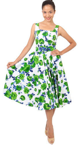 Sleeveless | Sicilian Rose | White Grass Green | Front-1 | Dress By Samantha Sung