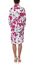 3/4 Sleeve | Rose Butterfly | White Pink | Back | Shirt Dress By Samantha Sung