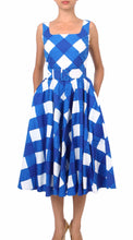 Sleeveless | Stella Check | White Sea Blue | Front | Dress By Samantha Sung
