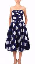 Strapless | Stella Check | White indigo | Front | Dress By Samantha Sung