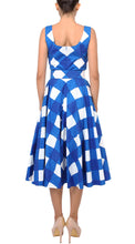 Sleeveless | Stella Check | White Sea Blue | Back | Dress By Samantha Sung