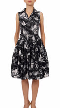 Sleeveless | Sunshine Indigo | Black White | Front | Shirt Dress By Samantha Sung