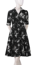 1/2 Sleeve | Sunshine Indigo | Black White | Front | Shirt Dress By Samantha Sung