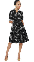 1/2 Sleeve | Sunshine Indigo | Black White | Front | Shirt Dress By Samantha Sung