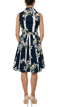Sleeveless | Ti Flower | Indigo White | Back | Shirt Dress By Samantha Sung