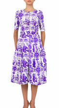 1/2 Sleeve | Toile du Jour | White Lilac | Front | Dress By Samantha Sung