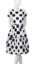 Short Sleeve | Tuscani Dots | White Black | Front | Dress By Samantha Sung
