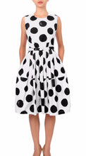 Sleeveless | Tuscani Dots | White Black | Front | Dress By Samantha Sung