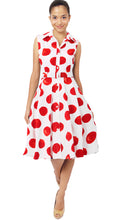 Sleeveless | Tuscani Dots | White Indian Red | Front | Shirt Dress By Samantha Sung