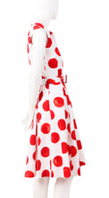 Sleeveless | Tuscani Dots | White Indian Red | Right | Shirt Dress By Samantha Sung