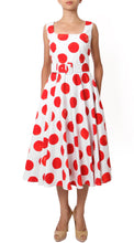 Sleeveless | Tuscani Dots | White Indian Red | Front | Dress By Samantha Sung
