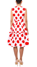 Sleeveless | Tuscani Dots | White Indian Red | Back| Dress By Samantha Sung
