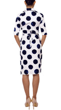 3/4 Sleeve | Tuscani Dots | White Indigo | Back | Dress By Samantha Sung